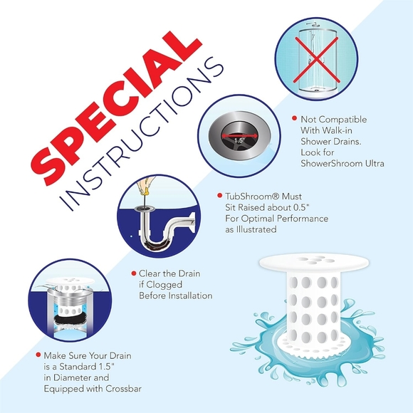 NEW TubShroom Tub Drain Protector Hair Catcher Strainer Snare Clog Prevention - Picture 8 of 8